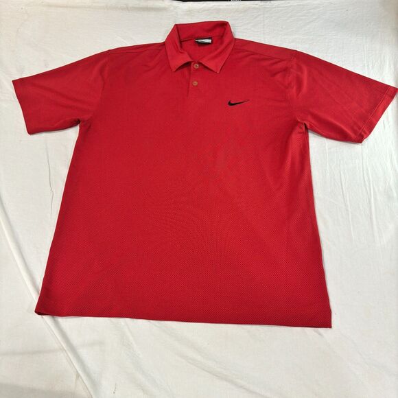 Nike Golf Dri-Fit Polo Shirt Solid Red Men's Size M Short Sleeve Breathable - Picture 7 of 7